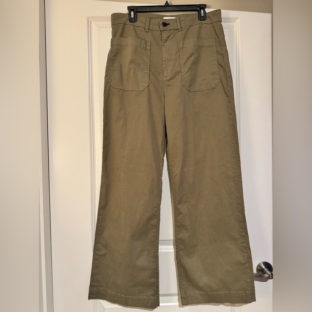 Askk NY Sailor High Waist Wide Leg Cargo Pants Olive Green Size 34 EUC - Picture 6 of 11